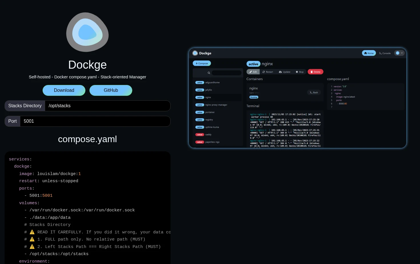 Dockge 页面快照